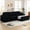 Black (Right Facing Chaise), variant on Muumblus 112" Oversized Modular Sectional Sleeper Sofa, L-Shaped Convertible Sofa Bed, Boneless Cloud Couch for Living Room, Brown (Right Facing Chaise)