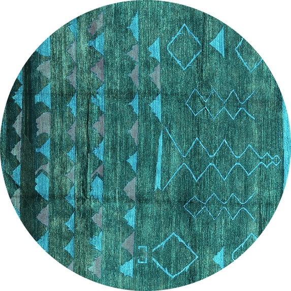 Ahgly Company Indoor Round Solid Turquoise Blue Modern Area Rugs, 8' Round