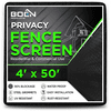 Boen Privacy Fence Netting Black 4' x 50', w/ Reinforced Grommets