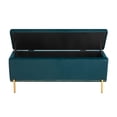 thumbnail image 3 of Mojay Modern Velvet Upholstered Storage Bench with Metal Legs, DarkGreen, 3 of 8