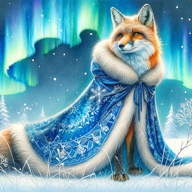 Pintura de diamante 5D DIY taladro redondo completo Aurora Fox Kit decoración del hogar 30x30cm