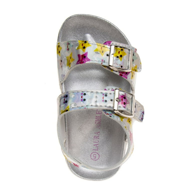 Laura Ashley Girls Double Buckle Flat Heel Footbed Sandals with
