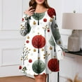 thumbnail image 5 of Christmas Dresses for Women Plus Size Women's Gradient Print Casual Spring/Autumn Pocket Round Neck Long Sleeve Dress with Vintage Christmas Print for Holiday Wear,Watermelon Red,XL, 5 of 6