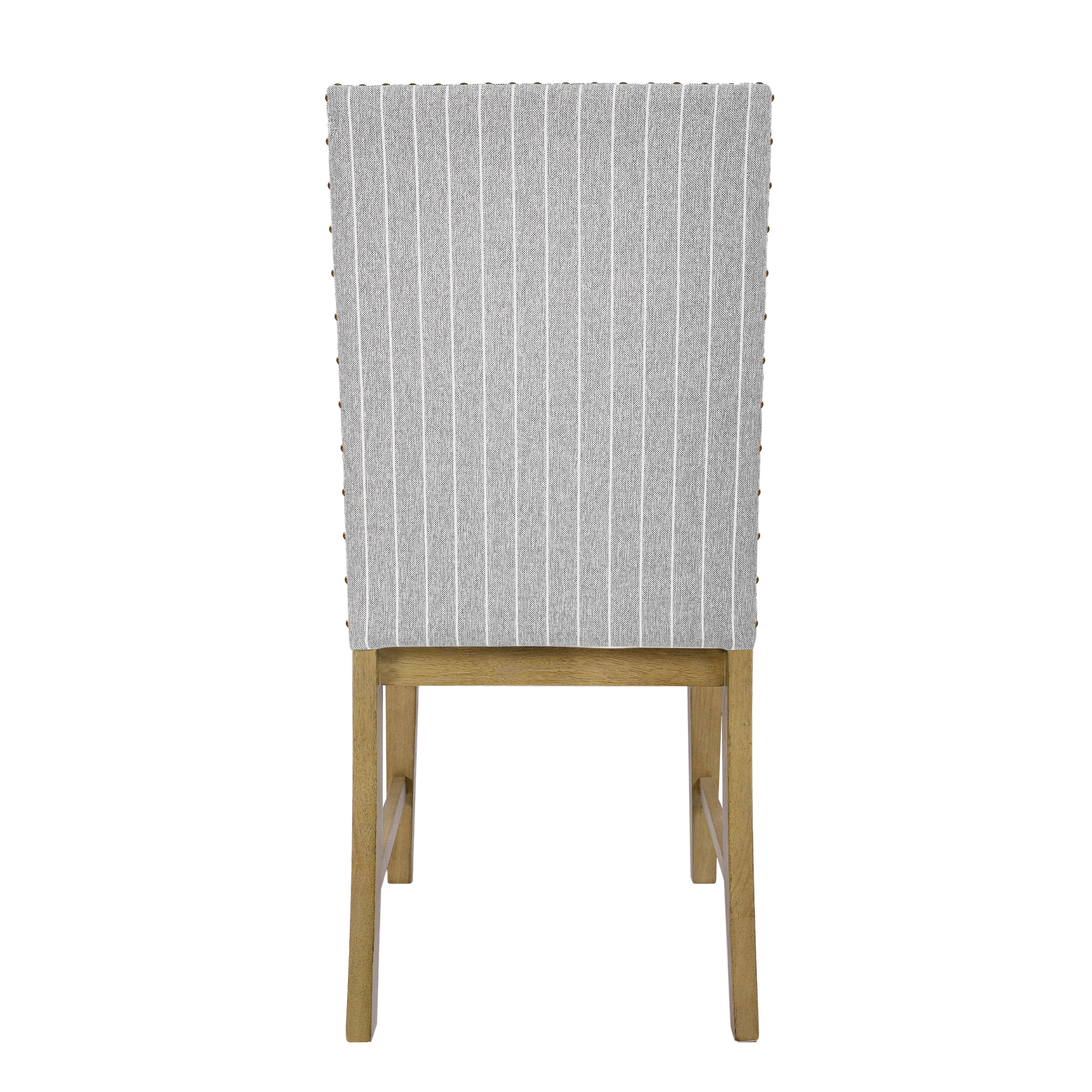 HomePop Upholstered Dining Chair, Set of 2, Light Gray Stripe