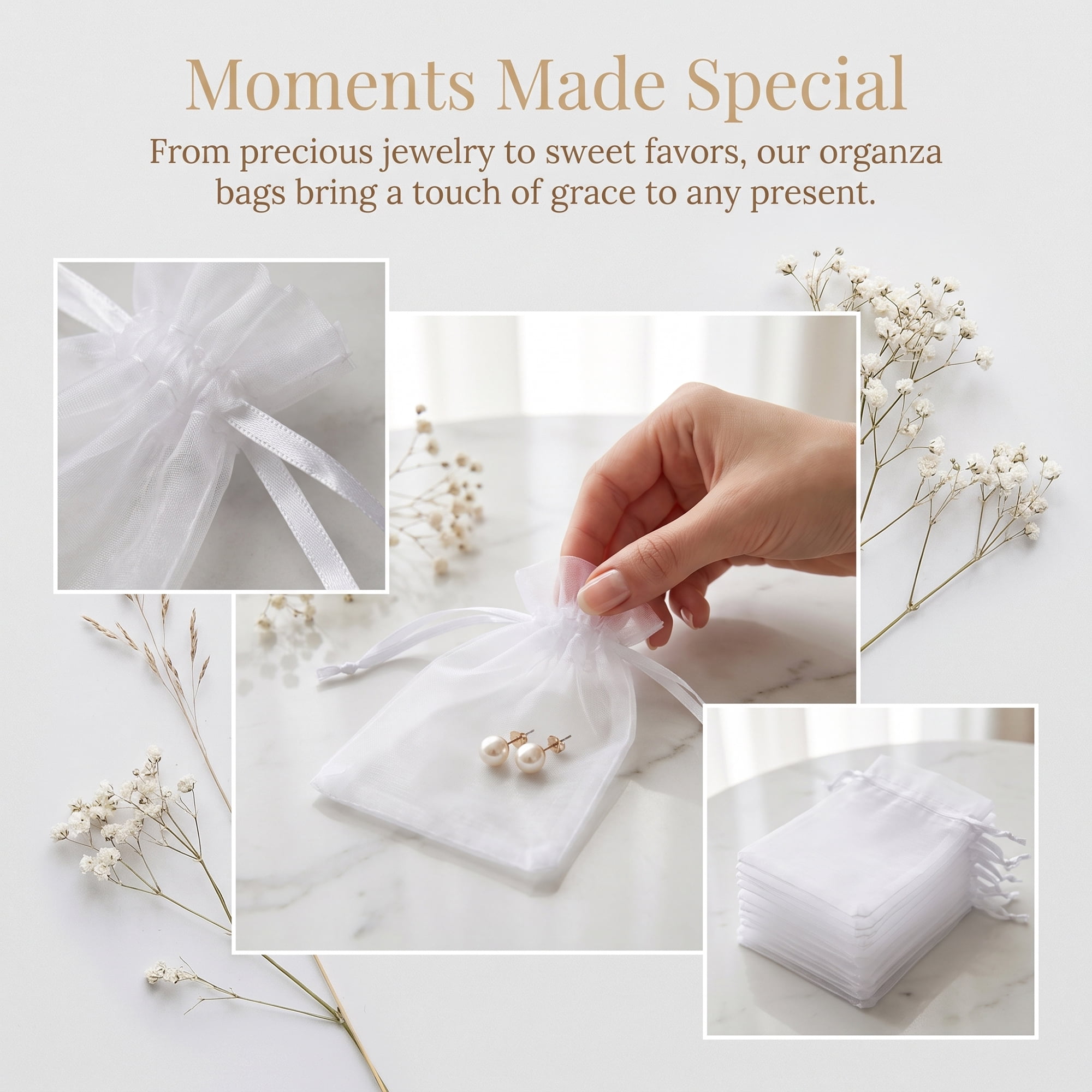Unique Bargains Multi-Purpose Gift Bags with Handles for Events White 3.5" x 4.7"