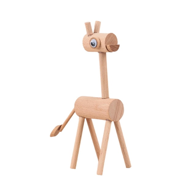 DIY decoración de animales de madera juguetes educativos habilidades motoras finas artesanías de madera para niños figuritas de animales pequeños para Jirafa Hugo Rompecabezas de madera