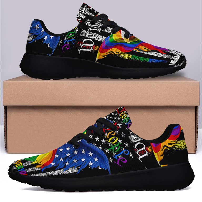 LGBT Pride Eagle We The People Means Everyone Shoes Sneakers for Women Men  Black Size 3.5 - Walmart.com