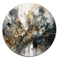 thumbnail image 2 of Designart "Delicate Brushstrokes Grey and Gold V" Abstract Marble Metal Round Art Living Room, 2 of 5