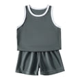 thumbnail image 2 of Gyexs Boys 2 Piece Outfits Toddler Summer Workout Clothes Sets Quick Drying Sleeveless Athletic Tank Tops Matching Shorts Set Grey, 7-8 Years, 2 of 8