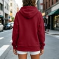 thumbnail image 6 of Hoodie for Womens Xaqiouau Solid Cross Neck Hooded Pullover Sweatshirt Split Hem Side Pockets Long Sleeve Basic Tops For Fall Athleisure Casual Daily Wear Wine S, 6 of 6