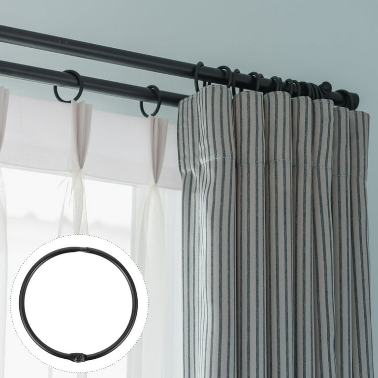 VEGCOO Metal Curtain Hooks, 35 Pcs Black Shower Curtain Rings  32mm/1.26Inch, Curtain Clips with Rings for Curtain Rods No Drilling,  Curtain Rings for