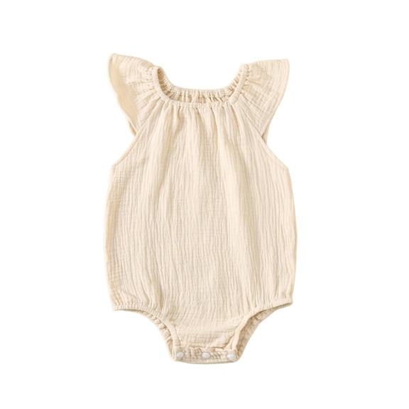 Fesfesfes Infant Onesies for Baby Girls Summer Sleeveless Cute Breathable Solid Color Rompers Boys Round Neck Cute Solid Shorts Bodysuit