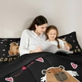 thumbnail image 4 of Homewish Kawaii Capybara 7pcs Bedding Comforter Set For Preppy Kids Children,Cartoon Animal Queen Bedding Sets Super Cozy,Black Brown Queen Sheet Sets,Microfiber Bedroom Decor,Reversible, 4 of 8