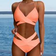 thumbnail image 2 of Huowey 2PCS Bikini Sets For Women High Waisted Bikini Push Up Swimsuit Wrap Bathing Suit Brazilian Beachwear Honeymoon Cruise Trendy Wear, 2 of 5