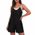 thumbnail image 6 of Jumpsuits for Women Casual Summer Rompers Sleeveless Loose Spaghetti Strap Shorts Overalls Jumpers with Pockets Black S, 6 of 9