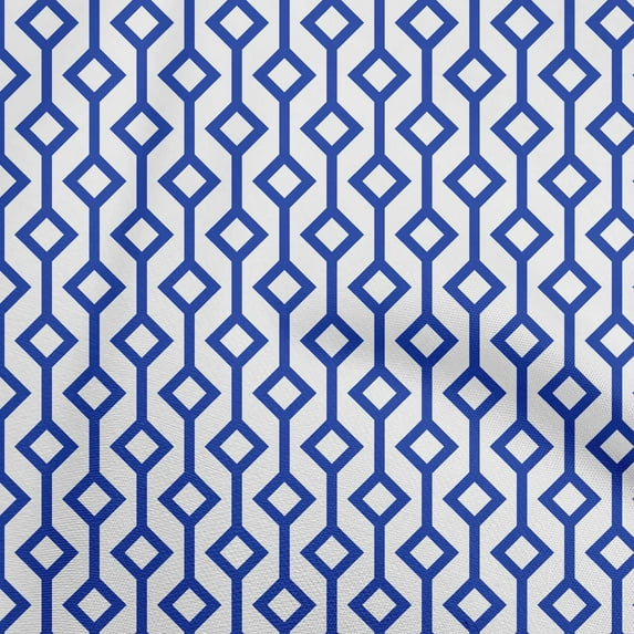 oneOone Velvet Medium Blue Fabric Geometric Sewing Material Print Fabric By The Yard 58 Inch Wide