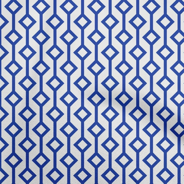 oneOone Cotton Silk Medium Blue Fabric Geometric Sewing Craft Projects Fabric Prints By Yard 42 Inch Wide