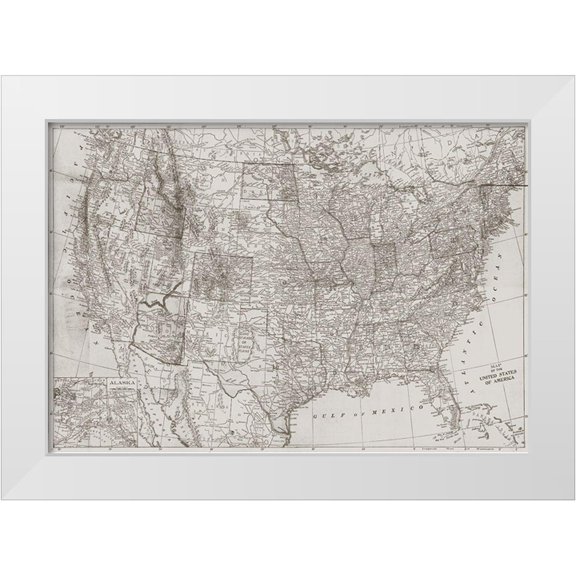 Meneely, Dan 14x11 White Modern Wood Framed Museum Art Print Titled - Natural US Map