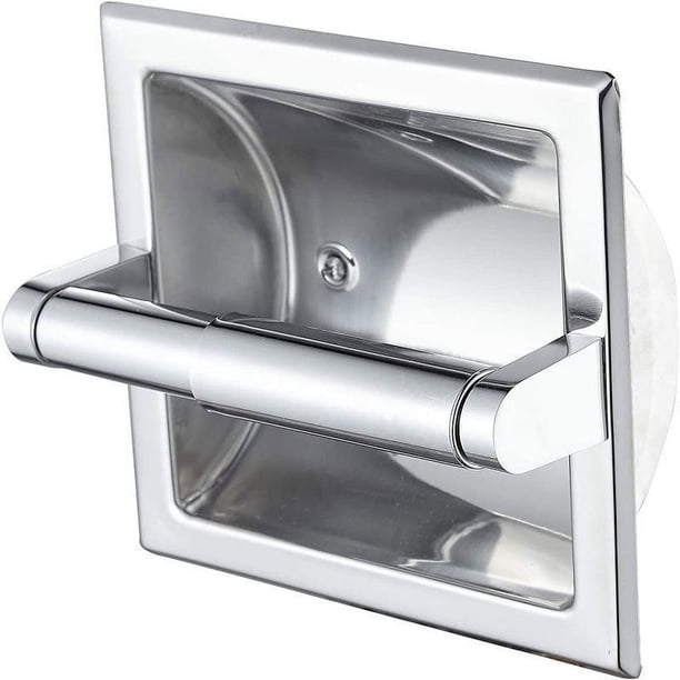 Soporte de papel higiénico empotrado cromado, soporte de papel higiénico para pared, dispensador de rollos de papel higiénico empotrado para baño, papel higiénico empotrado