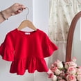 thumbnail image 3 of GYRATEDREAM Toddler Girls Peplum Tops Short Sleeve T Shirts for Girls Casual Tunic Tops Ruffle Hem Babydoll Peplum Blouse 2-7 Years, 3 of 4