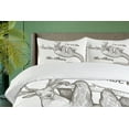 thumbnail image 4 of Ambesonne Sloth Duvet Cover Sets, Funny Unusual Animal Drawing, 2-Queen, Grey Black White, 4 of 7