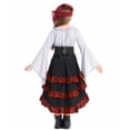 thumbnail image 3 of Pandaie Girls Pirated Outfit Retro Irregular Ruffle Skirt with Medieval Shirt Corset Waist Belt Headscarf Halloween Pirate Costumes White,10-12 Years, 3 of 6