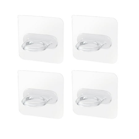 

4Pcs Wall-mounted Hooks Self-adhesive Waterproof Transparent Shampoo Dispenser Bottle Holder Plastic Hooks for Home