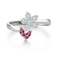 thumbnail image 2 of Gem Stone King 925 Sterling Silver Pink Tourmaline Flower Open Ring for Women (0.53 Cttw, Gemstone October Birthstone, Size 7), 2 of 3