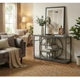 thumbnail image 4 of Garvee 55" Industrial Entryway Table with 5-Tier Storage, o-Shaped Metal Frame Console Table for Small Foyer/Living Room, Rustic Narrow Sofa Table with Open Shelves for Entry Hallway and Home Office, 4 of 6