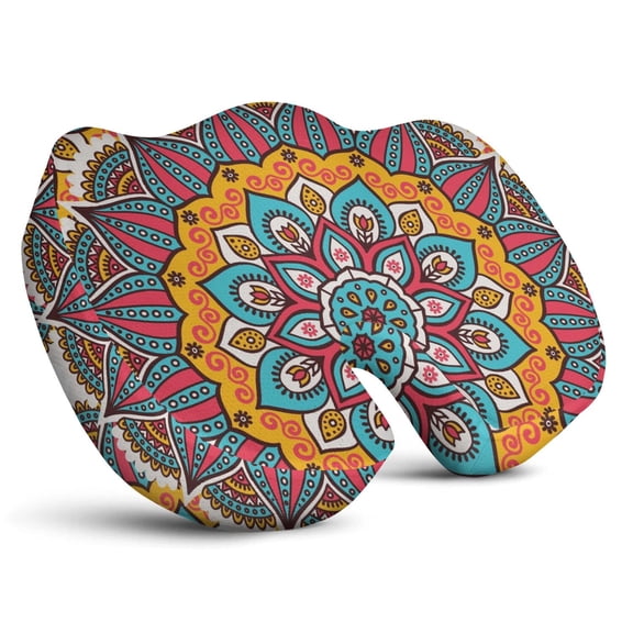Premium Mandala Pattern Memory Foam Seat Cushion Ergonomic Chair Pad for Office Chair, Car, Airplane & Bleachers Sciatica, Tailbone Hip & Back Pain Relief - Chair Cushion for Long Office Workers.
