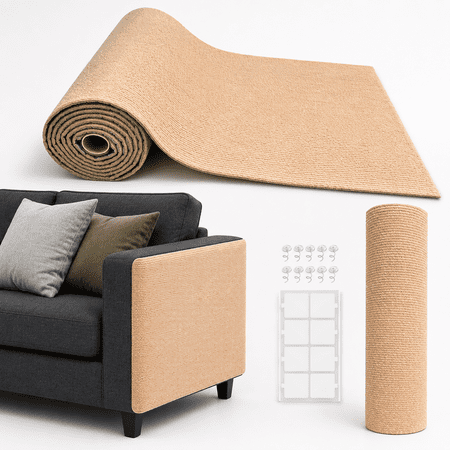 Cat Scratchniture Protector Trimmable Self-adhesive Carpet Diy Climb Scratcher Mat For Covering Tower And Couch From Claws(beige)