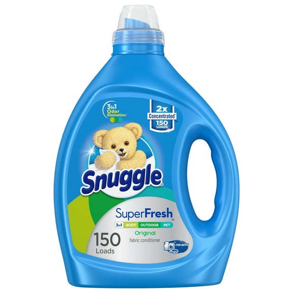 Snuggle Liquid Fabric Softener, SuperFresh Original, Eliminates Tough Odors, 150 Loads