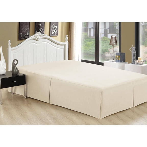 Jupe de lit Marina Décoration ultra douce et soyeuse, qualité hôtelière, toutes saisons, poche profonde, 40 cm de hauteur, en rayonne de bambou solide sur mesure, couleur ivoire