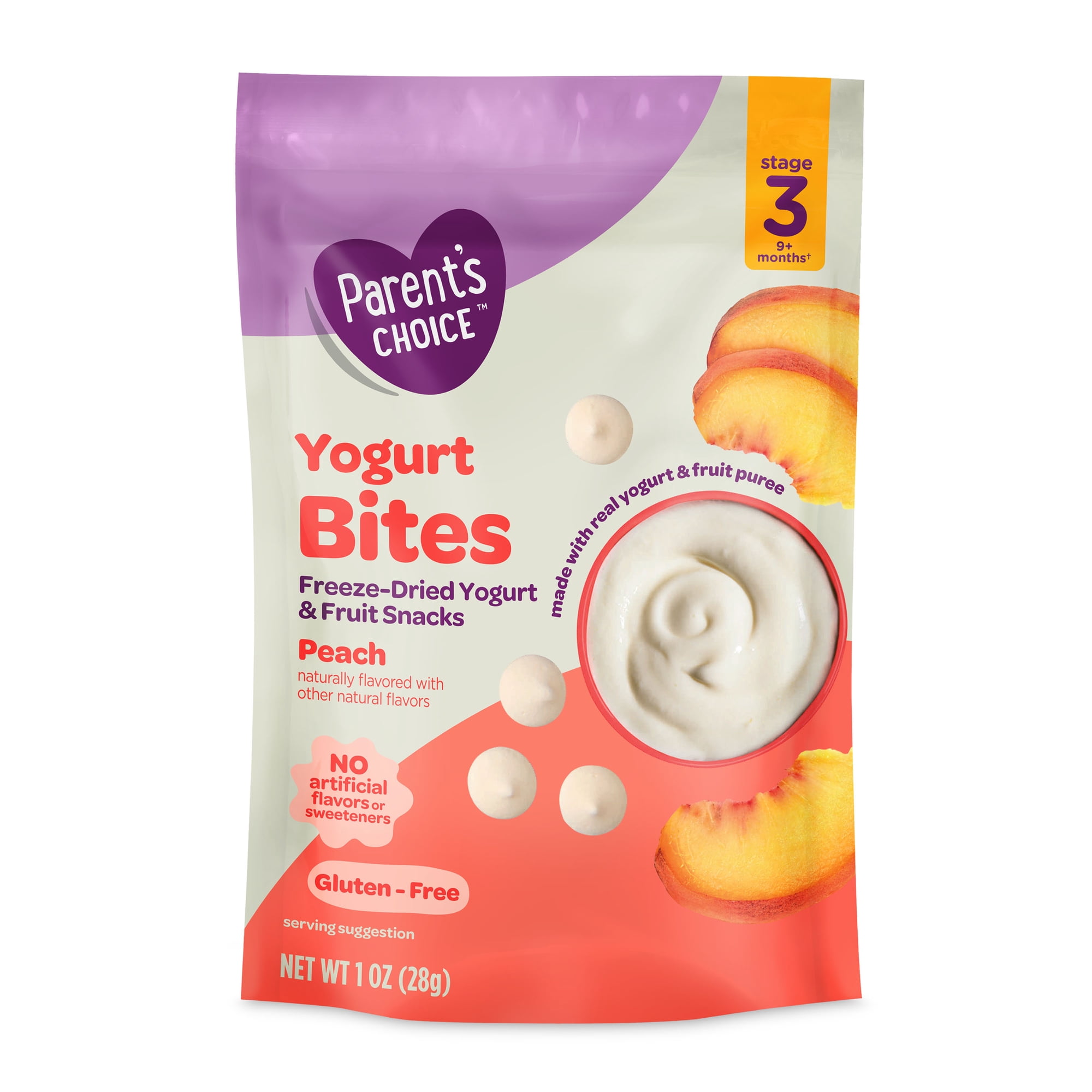 Parent's Choice Stage 3 Toddler Yogurt Bites Snack, Peach, 1 oz Pouch