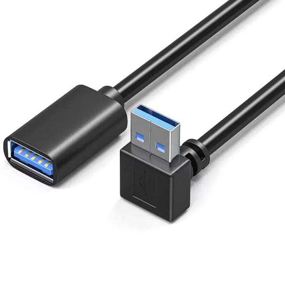 5Gbps USB3.0 Extension Cable Right/Left Angled Male to Female 90 Degree Adapter Cord for Desktop Laptop and More
