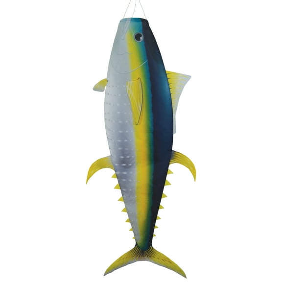 In the Breeze 5162 — Yellowfin Tuna 48-Inch Fish Windsock — Realistic Fishsock for the Yard or Garden
