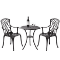 thumbnail image 3 of Withniture 3 Piece Cast Aluminum Patio Bistro Set, Bronze Outdoor Table and Chairs with Umbrella Hole, All Weather Rustproof Furniture for Balcony, Garden, Deck, Porch, 3 of 7