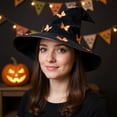 thumbnail image 5 of Pleated Butterfly Witch Hat Ruched Wizard Cap Decorative Halloween Costume Accessory for Women Black Purple, 5 of 5