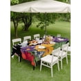 thumbnail image 4 of Outdoor Tablecloth with Umbrella Hole for Patio/Picnic/Party/Camping, Spring Flowers Waterproof Table Cloth Rectangle Table Cover Washable, Watercolor Country Colorful Floral Black (52"x 70"), 4 of 8