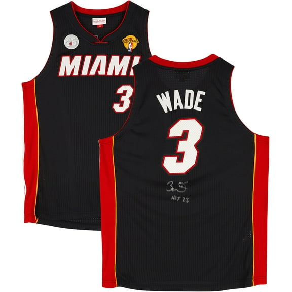 Dwyane Wade Miami Heat Autographed Black Mitchell & Ness 2012-2013 Authentic Jersey with Patches with "HOF 23" Inscription - Fanatics Authentic Certified