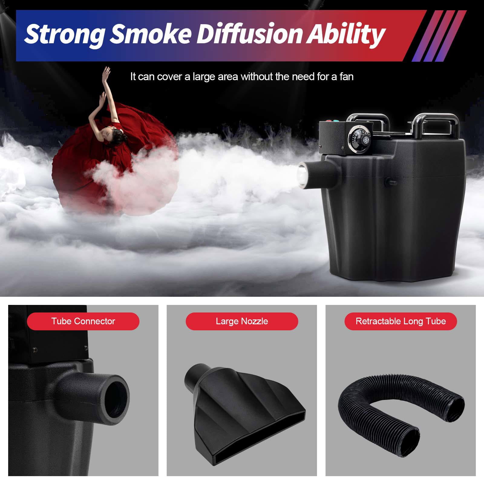 3500W Dry Ice Fog Machine, 110V Low Lying Smoke Fog Machine with Tube and Large Nozzle Jumbo Smoke Machine for Indoor Outdoor Stage Wedding Party Club DJ Stage Dry Ice Effect Fogger Machine