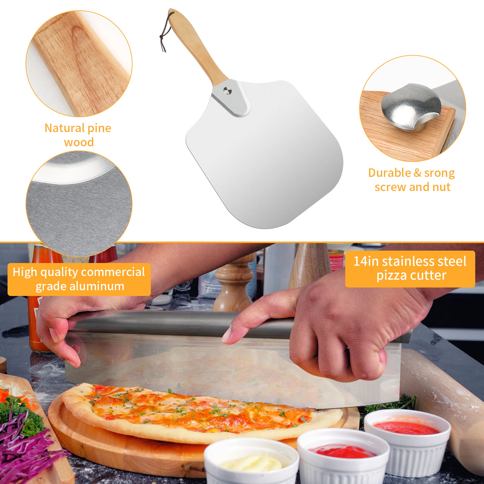 14" Overall Length Stainless Steel NEW Pizzacraft Soft Grip Pizza Server 