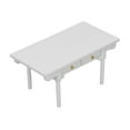 thumbnail image 3 of Dollhouse Miniature Table, Modern Style Dollhouse Desk Functional Decorative Birch Attractive Durable  For DIY Log Color And White,White, 3 of 8