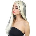 thumbnail image 6 of HPO Adult Women Celebrity Wig w/ Black & Blonde Color Braid Cosplay Wig, Synthetic Fiber Wig, 6 of 10