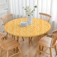 thumbnail image 3 of Orange Daisy Flower Floral Pattern Round Fitted Tablecloth with Elastic Edge,Dining Table Cover Waterproof,Outdoor Round Tablecloth for Camping,Dining,Indoor and Outdoor, 3 of 7
