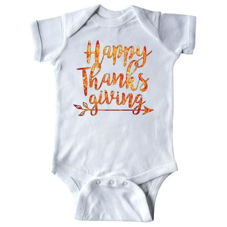

Inktastic Happy Thanksgiving with leaf arrow in fall colors Gift Baby Boy or Baby Girl Bodysuit