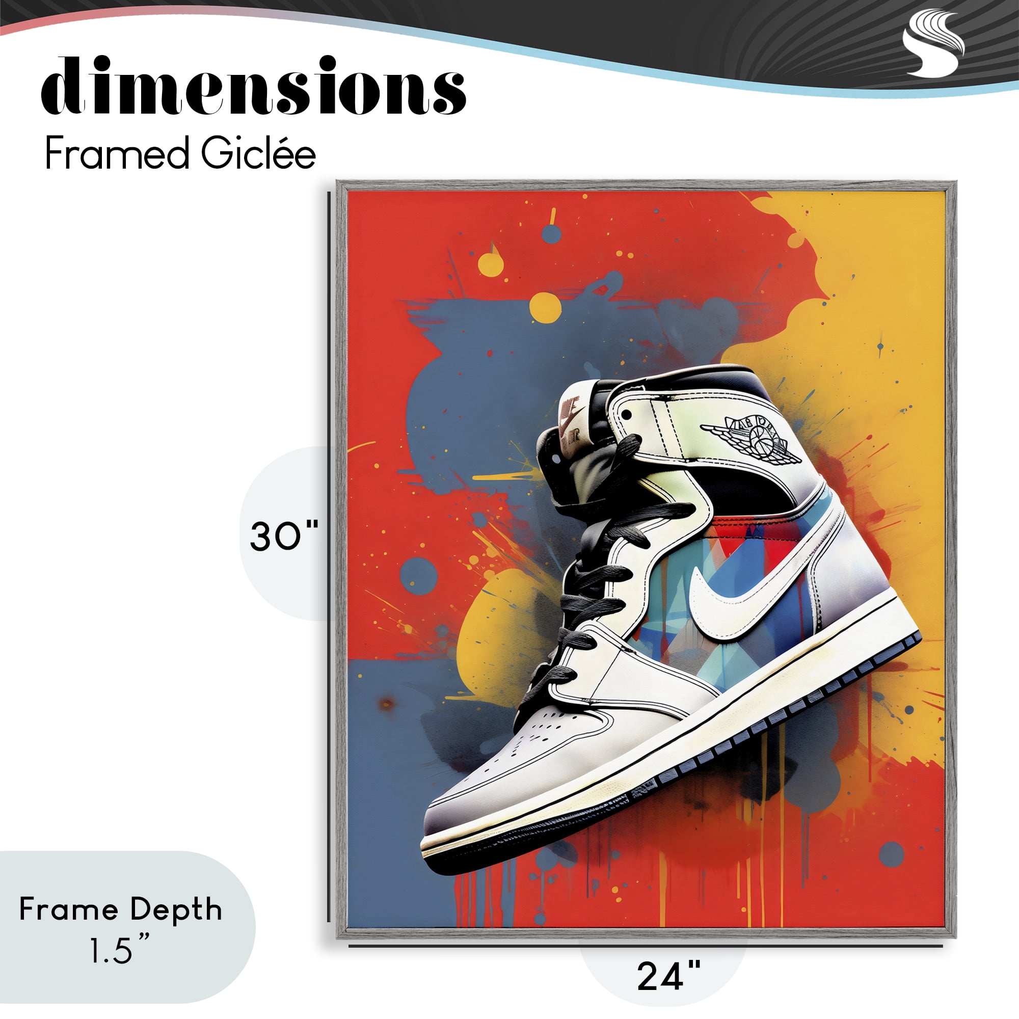 Stupell Industries Shoe With Colorblock Background Gray Framed Giclee Art, design by Creative Studio