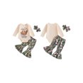 thumbnail image 2 of RUINIXCW Newborn Baby Girl Hunting Outfit Infant Baby Girl Spring Fall Winter Clothes Long Sleeve Romper with Bell Bottom Flare Pants Headband Set, 2 of 10