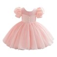 thumbnail image 2 of Girls Tulle Princess Wedding Baptism Dress Puff Sleeves for Toddler Baby Girl, 2 of 3