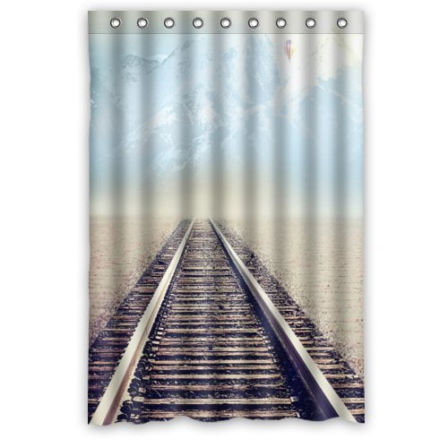 HelloDecor Train Tracks Railroad Shower Curtain Polyester Fabric ...